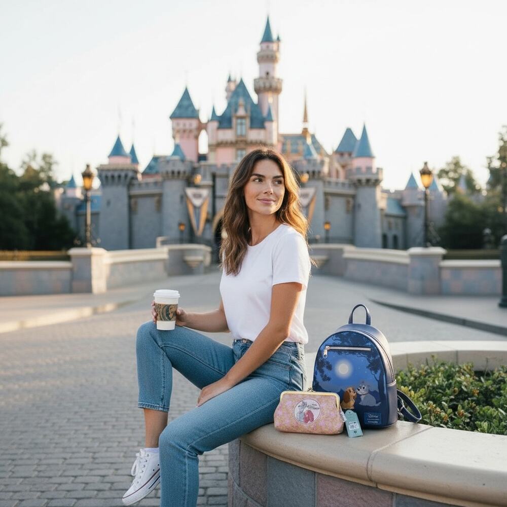 Loungefly Disney Lady and the Tramp Mini Backpack Cosmetic Bag Bundle NEW